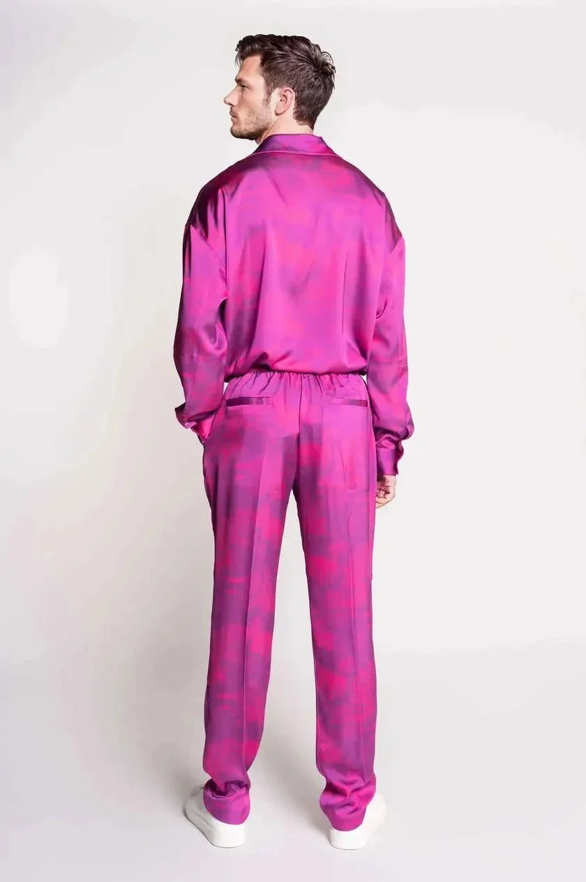 Pantalon 100 % soie imprimé savane – Made in France
