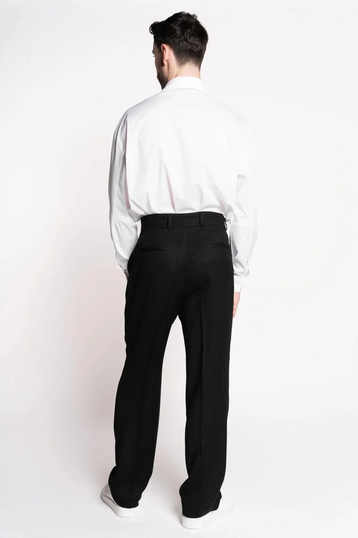 Pantalon taille haute à pinces en laine épaisse – Made in France