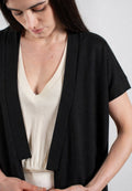 Gilet à manches courtes femme en cachemire & laine ultrafin noir - KELLY 5