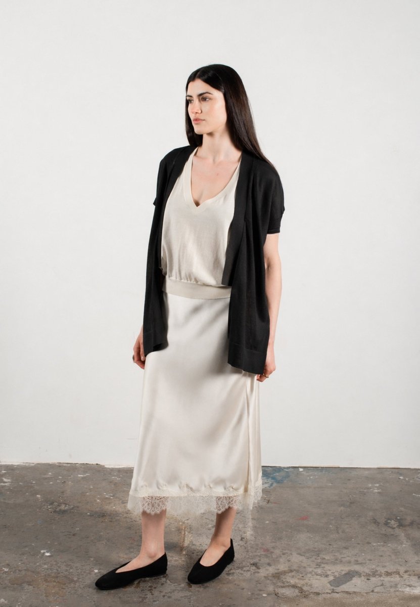 Gilet à manches courtes femme en cachemire & laine ultrafin noir - KELLY 5