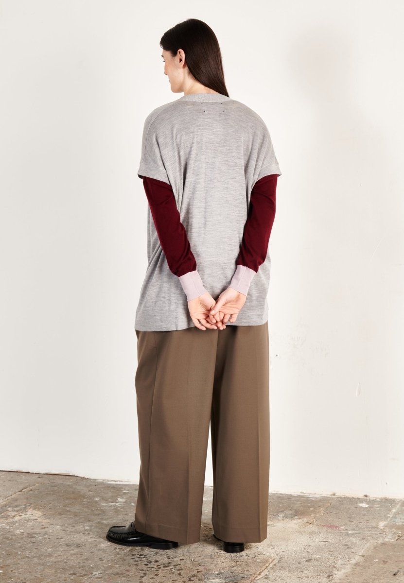 Gilet à manches courtes femme en cachemire & laine ultrafin gris - KELLY 5