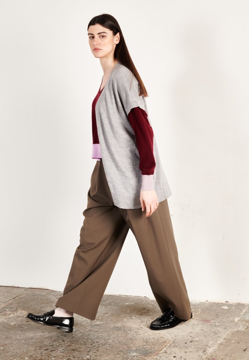 Gilet à manches courtes femme en cachemire & laine ultrafin gris - KELLY 5