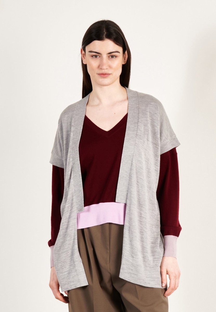 Gilet à manches courtes femme en cachemire & laine ultrafin gris - KELLY 5