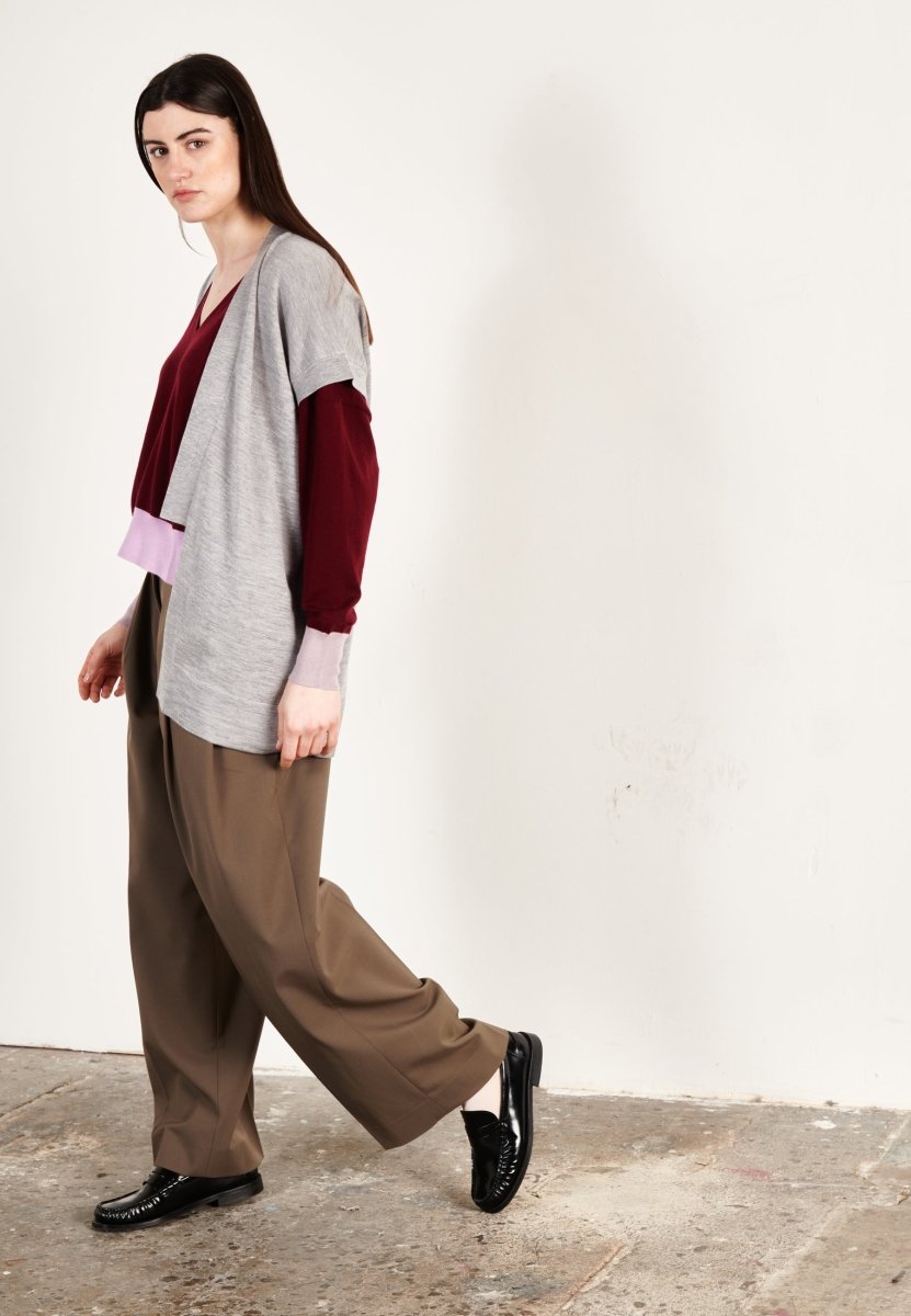 Gilet à manches courtes femme en cachemire & laine ultrafin gris - KELLY 5
