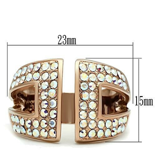 Bague GL222 en laiton plaqué or rose et cristal
