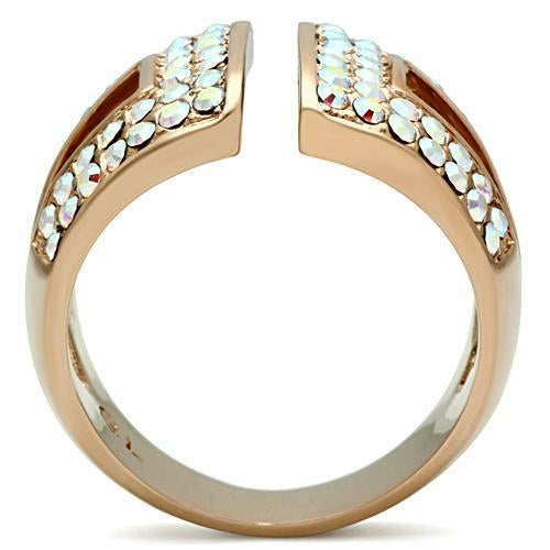 Bague GL222 en laiton plaqué or rose et cristal