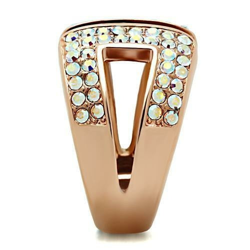 Bague GL222 en laiton plaqué or rose et cristal