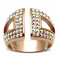 Bague GL222 en laiton plaqué or rose et cristal
