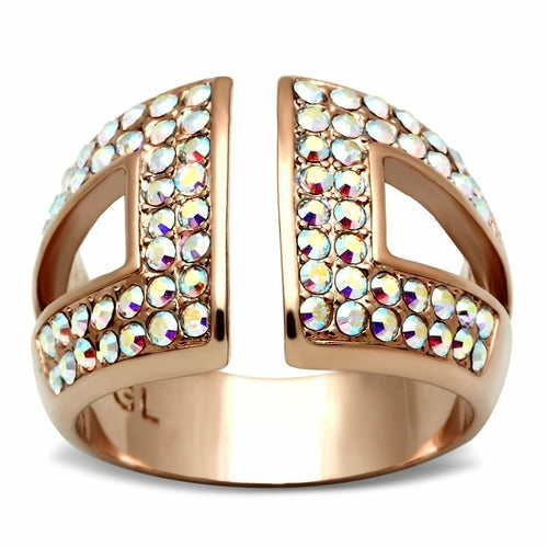 Bague GL222 en laiton plaqué or rose et cristal