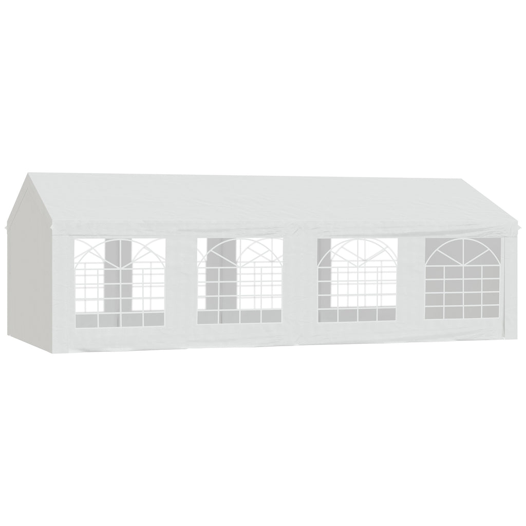 Tente Tonnelle de Réception Jardin Chapiteau PE Imperméable Tube Acier 7.98L x 3.92l x 2.8Hm Blanc Neuf 14