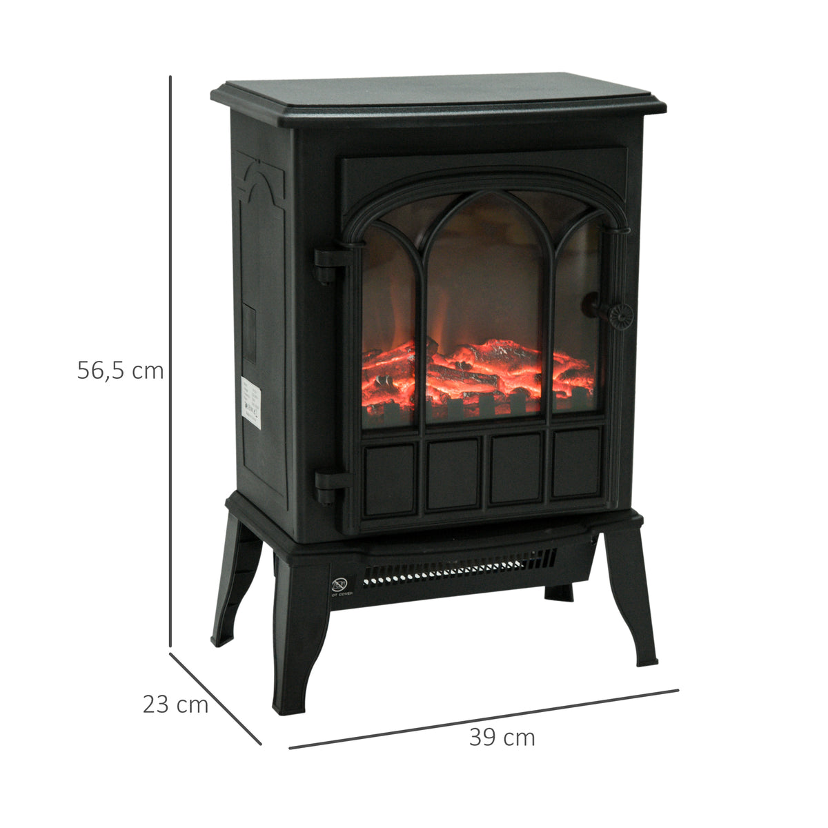 Cheminée électrique sur pied 1000/2000 W, fausse cheminée décorative avec effet flamme LED, protection contre la surchauffe, zone de couverture 15-30 m², noir-2
