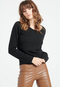 Pull col rond femme en cachemire noir - LILLY 1-0