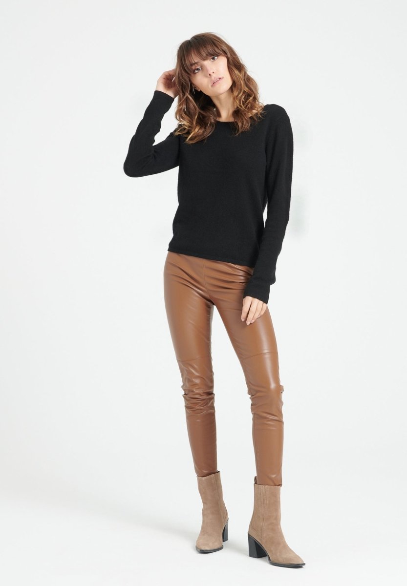 Pull col rond femme en cachemire noir - LILLY 1-1