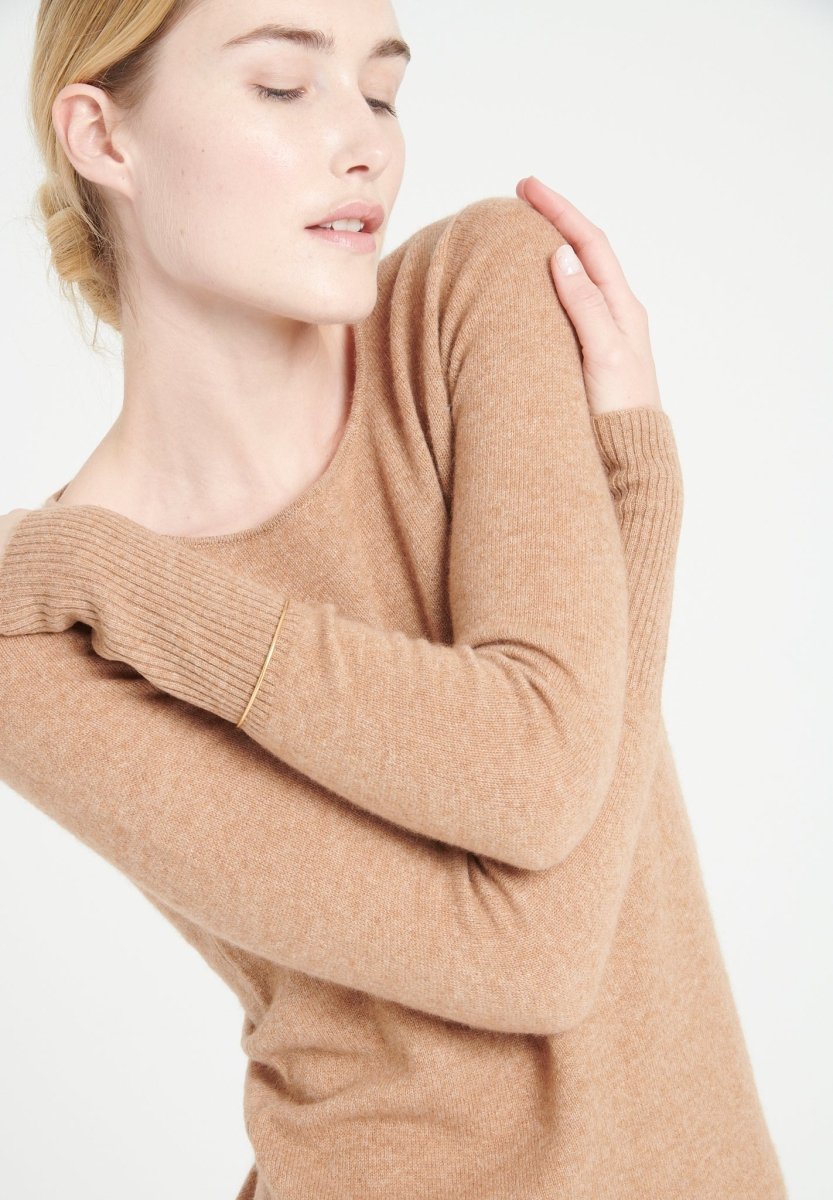 Robe col rond femme en cachemire camel - LILLY 12