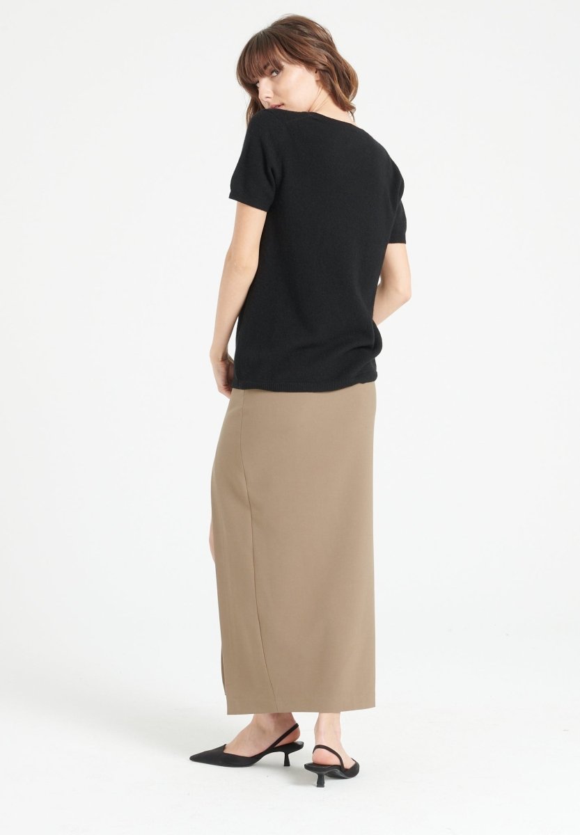 T-shirt col V femme en cachemire noir - LILLY 14