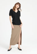 T-shirt col V femme en cachemire noir - LILLY 14