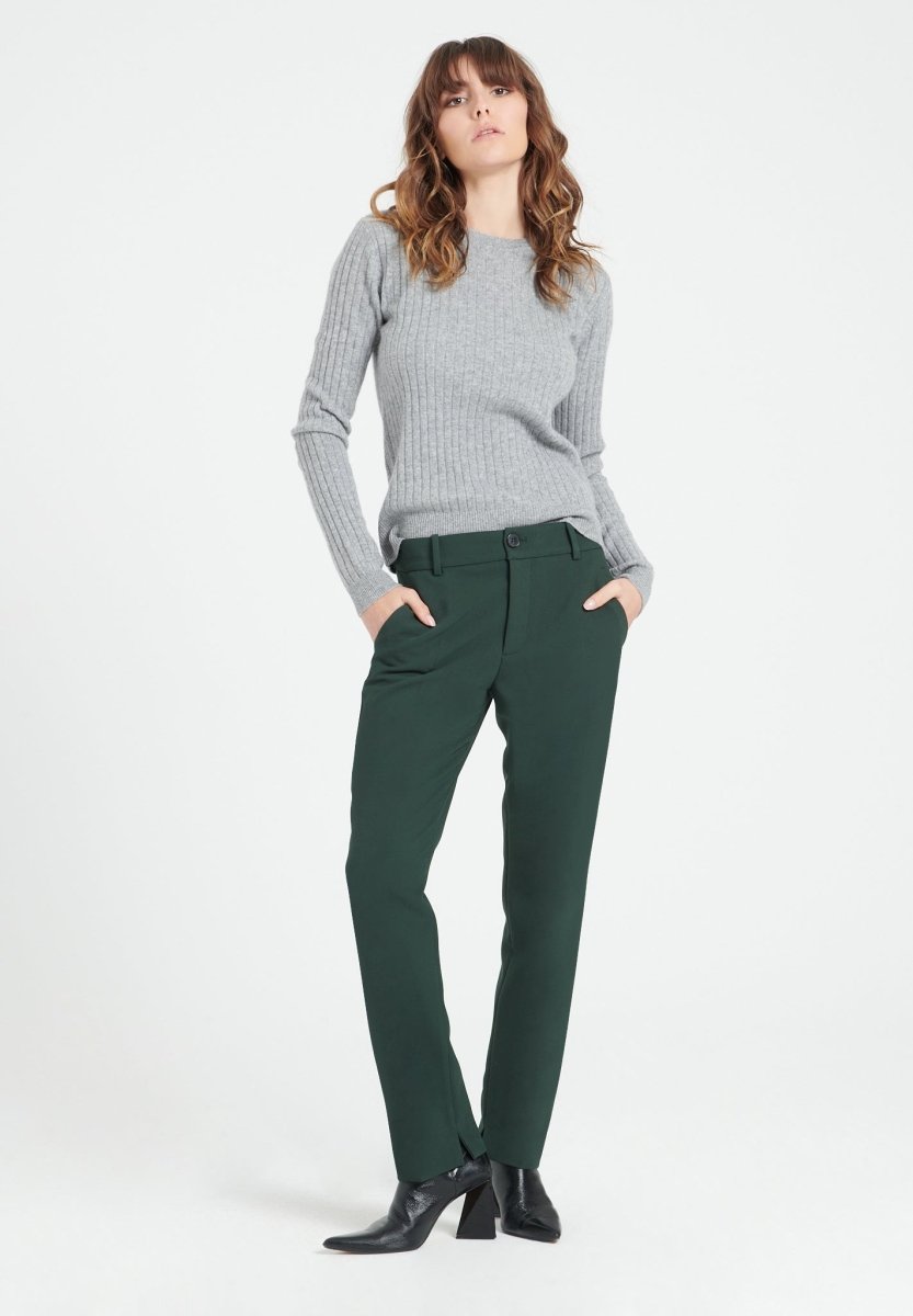 Pull col rond femme en cachemire gris clair - LILLY 16