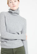 Pull col roulé femme en cachemire 4 fils gris clair - LILLY 19