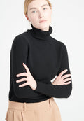 Pull col roulé femme en cachemire 4 fils noir - LILLY 19
