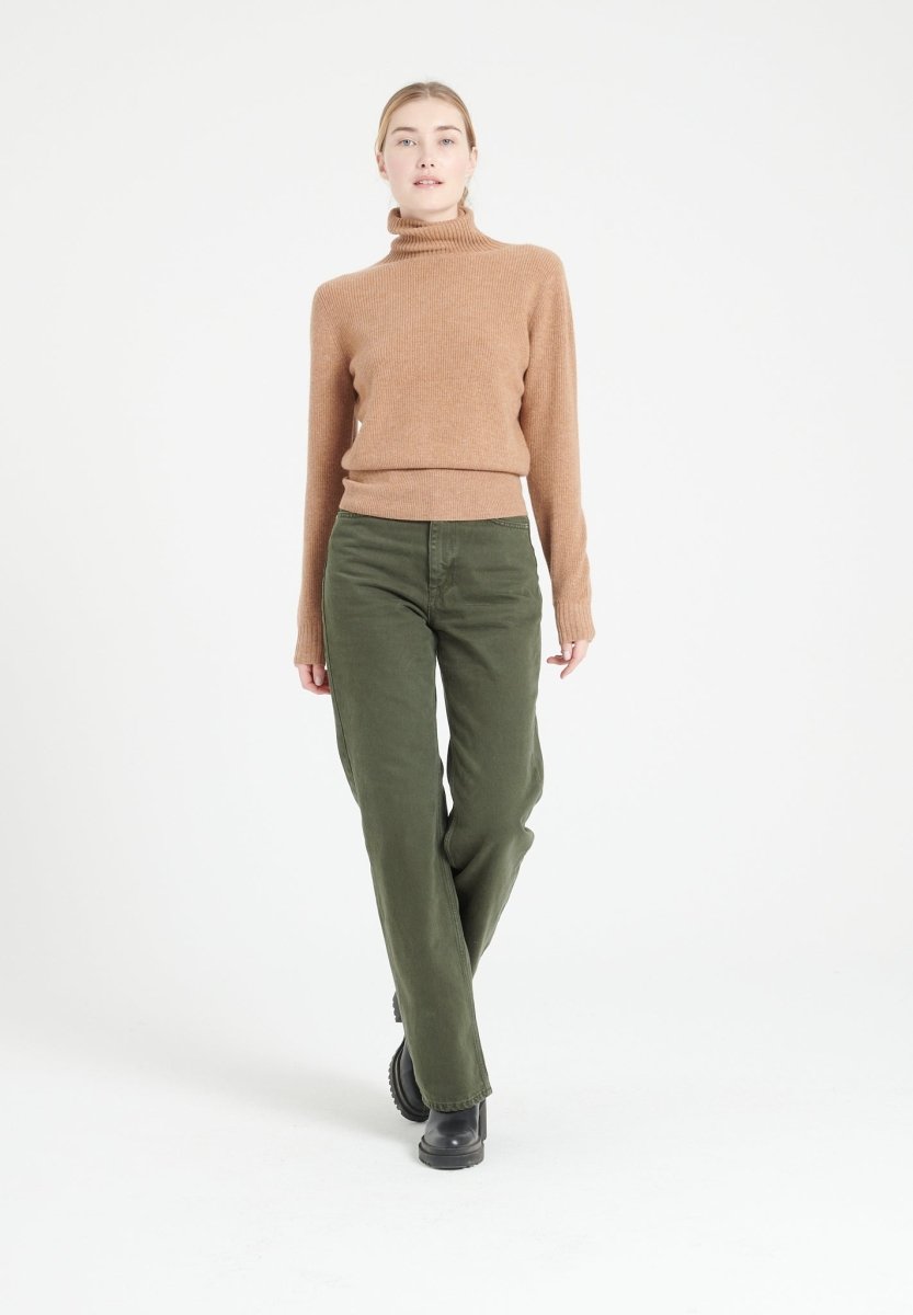 Pull col roulé femme en cachemire camel - LILLY 21