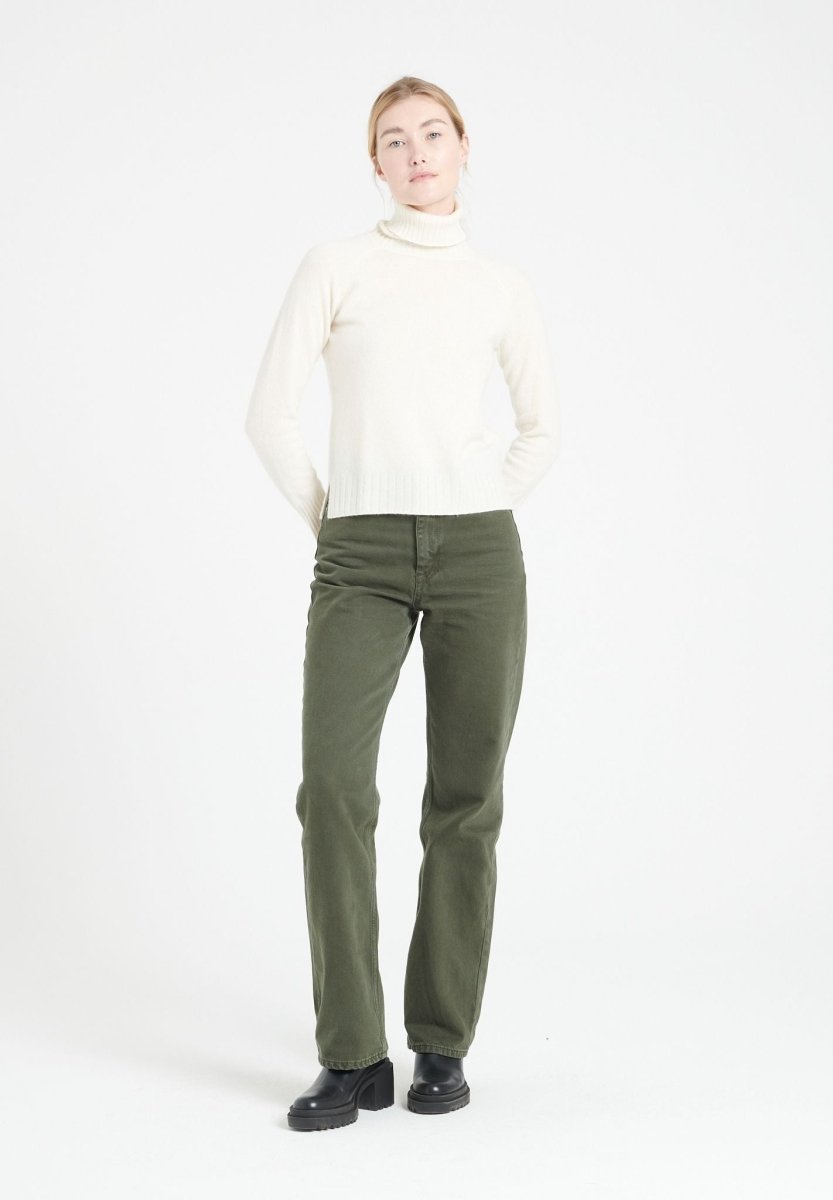 Pull col roulé femme en cachemire blanc écru - LILLY 22