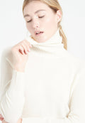 Pull col roulé femme en cachemire blanc écru - LILLY 22