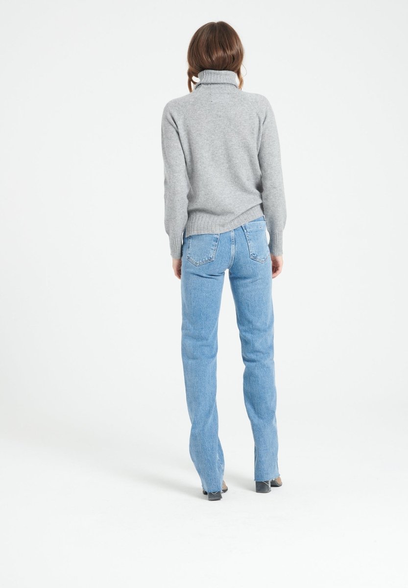 Pull col roulé femme en cachemire gris clair - LILLY 22