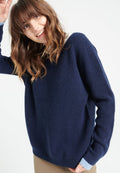 Pull col rond femme en cachemire bleu marine - LILLY 25