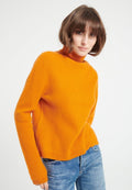 Pull col roulé femme en cachemire orange citrouille - LILLY 26