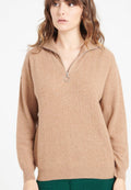 Pull col cheminé femme en cachemire camel - LILLY 28