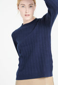 Pull col rond femme en cachemire 4 fils bleu marine - LILLY 29