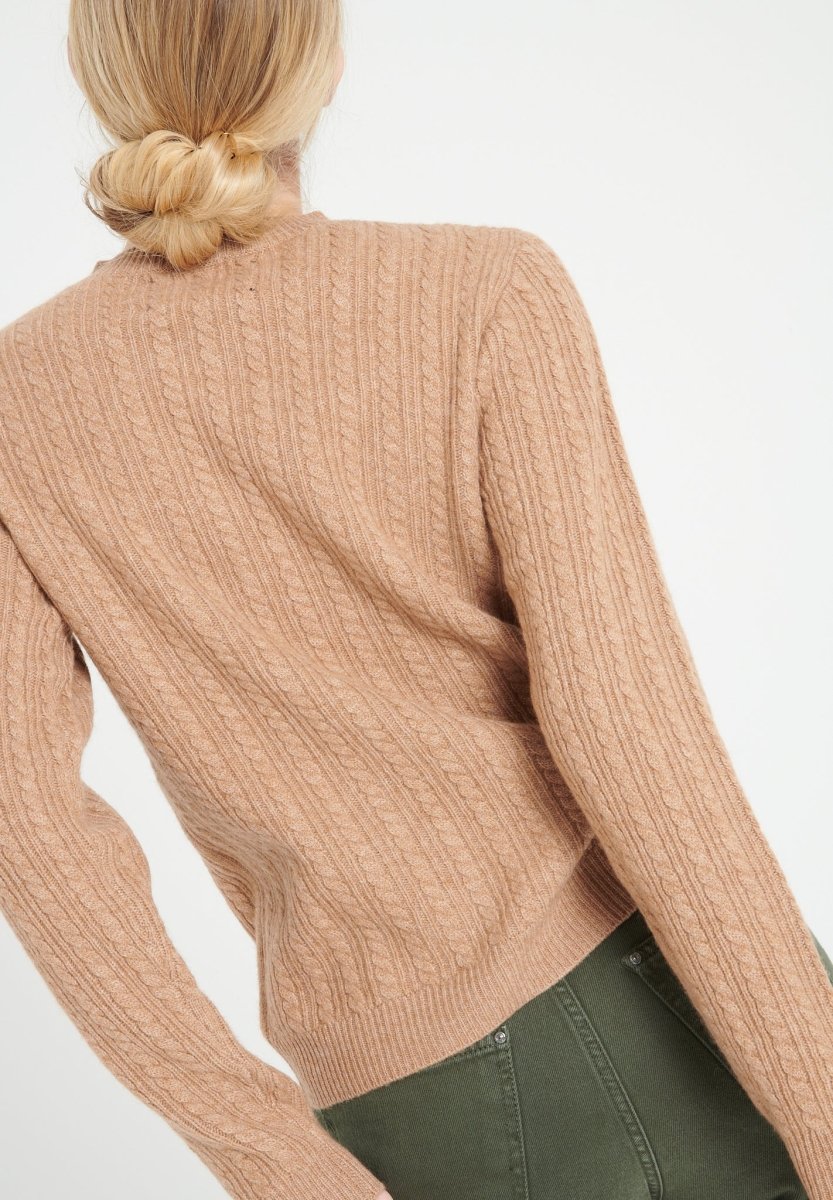 Pull col rond femme en cachemire 4 fils camel - LILLY 29