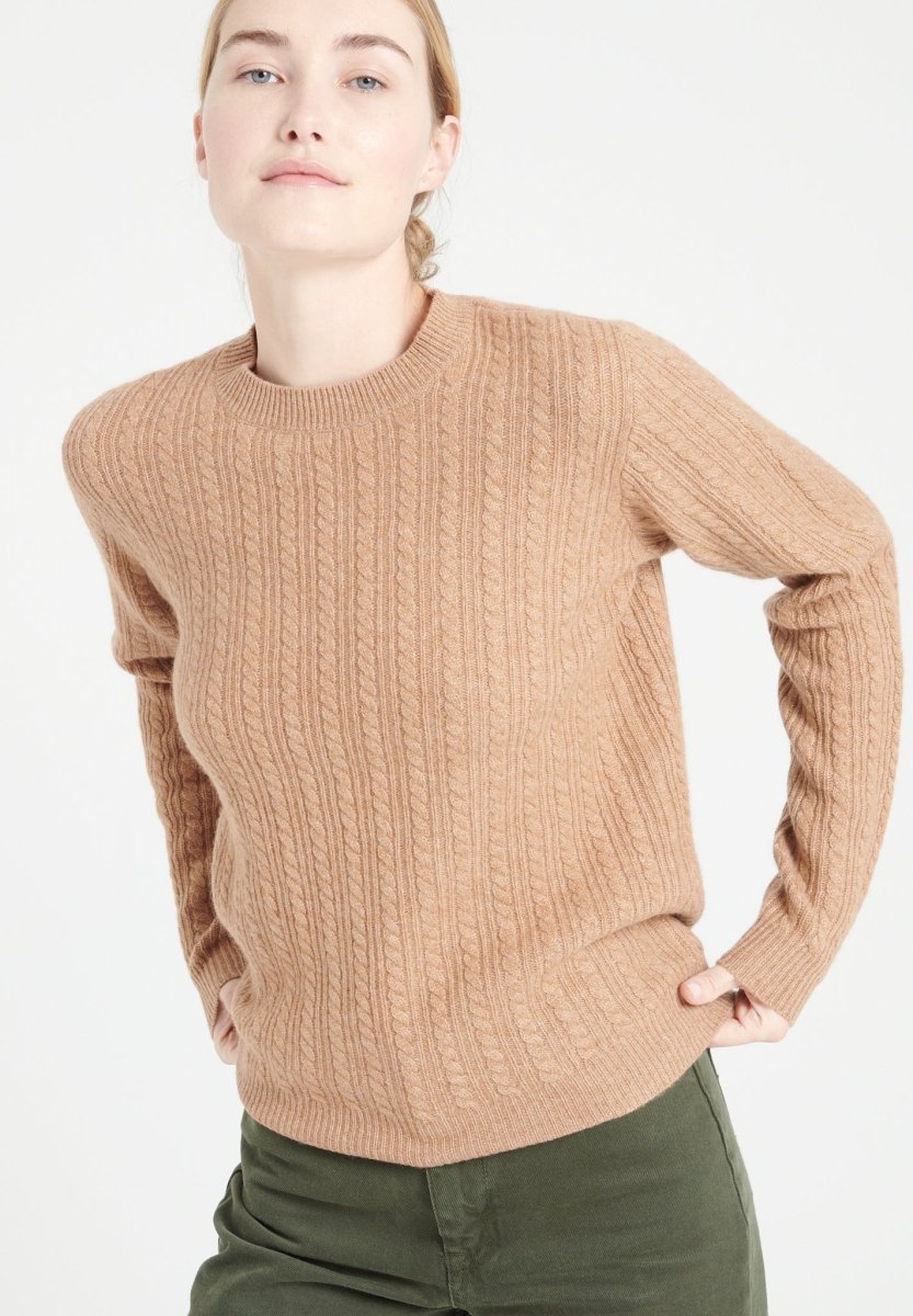 Pull col rond femme en cachemire 4 fils camel - LILLY 29