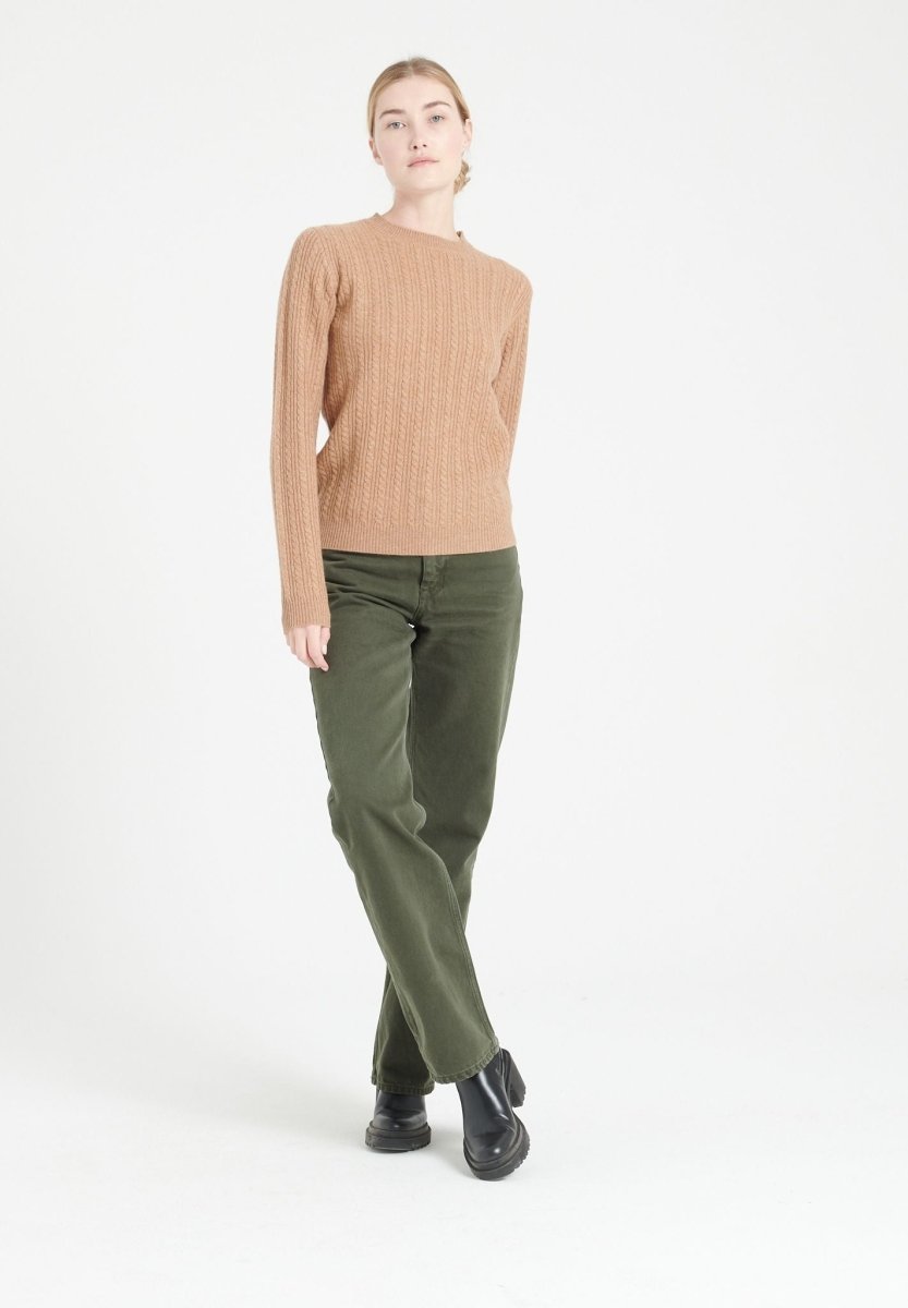 Pull col rond femme en cachemire 4 fils camel - LILLY 29