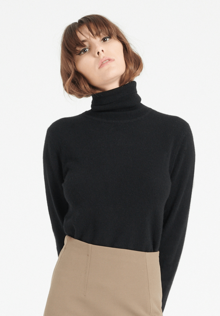 Pull col roulé femme en cachemire noir - LILLY 3