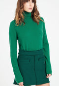 Pull col roulé femme en cachemire vert émeraude - LILLY 3-0