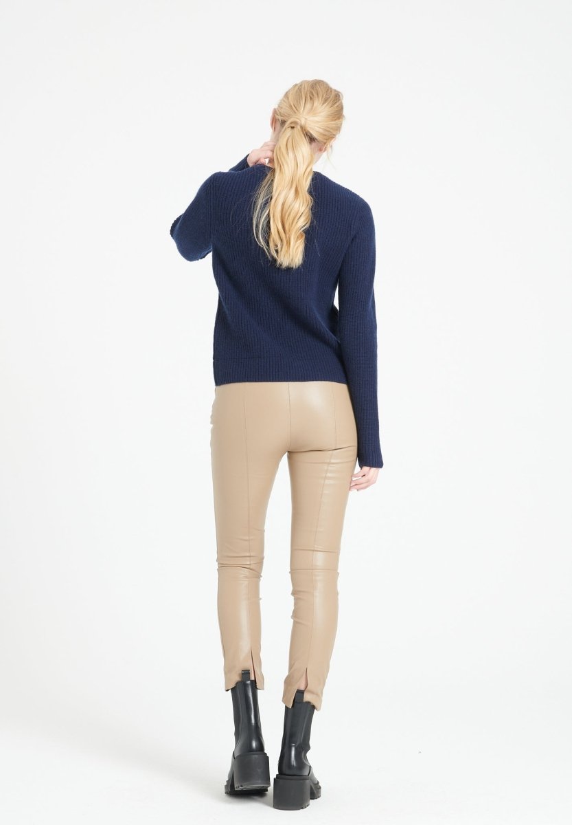 Pull col rond femme en cachemire 4 fils bleu marine - LILLY 32