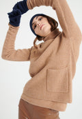 Pull col rond femme en cachemire 4 fils camel - LILLY 32