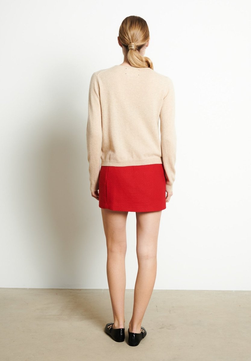Cardigan col rond femme en cachemire beige - LILLY 4B