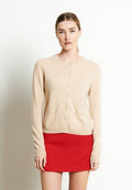 Cardigan col rond femme en cachemire beige - LILLY 4B