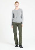 Cardigan col rond femme en cachemire gris clair - LILLY 4B