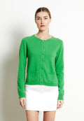 Cardigan col rond femme en cachemire vert pomme - LILLY 4B