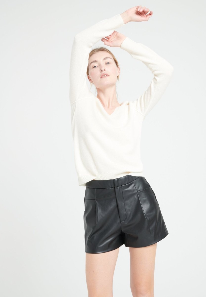 Pull col V femme en cachemire blanc écru - LILLY 6