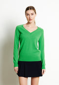Pull col V femme en cachemire vert pomme - LILLY 6