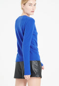 Cardigan col V femme en cachemire bleu pétrole - LILLY 7A