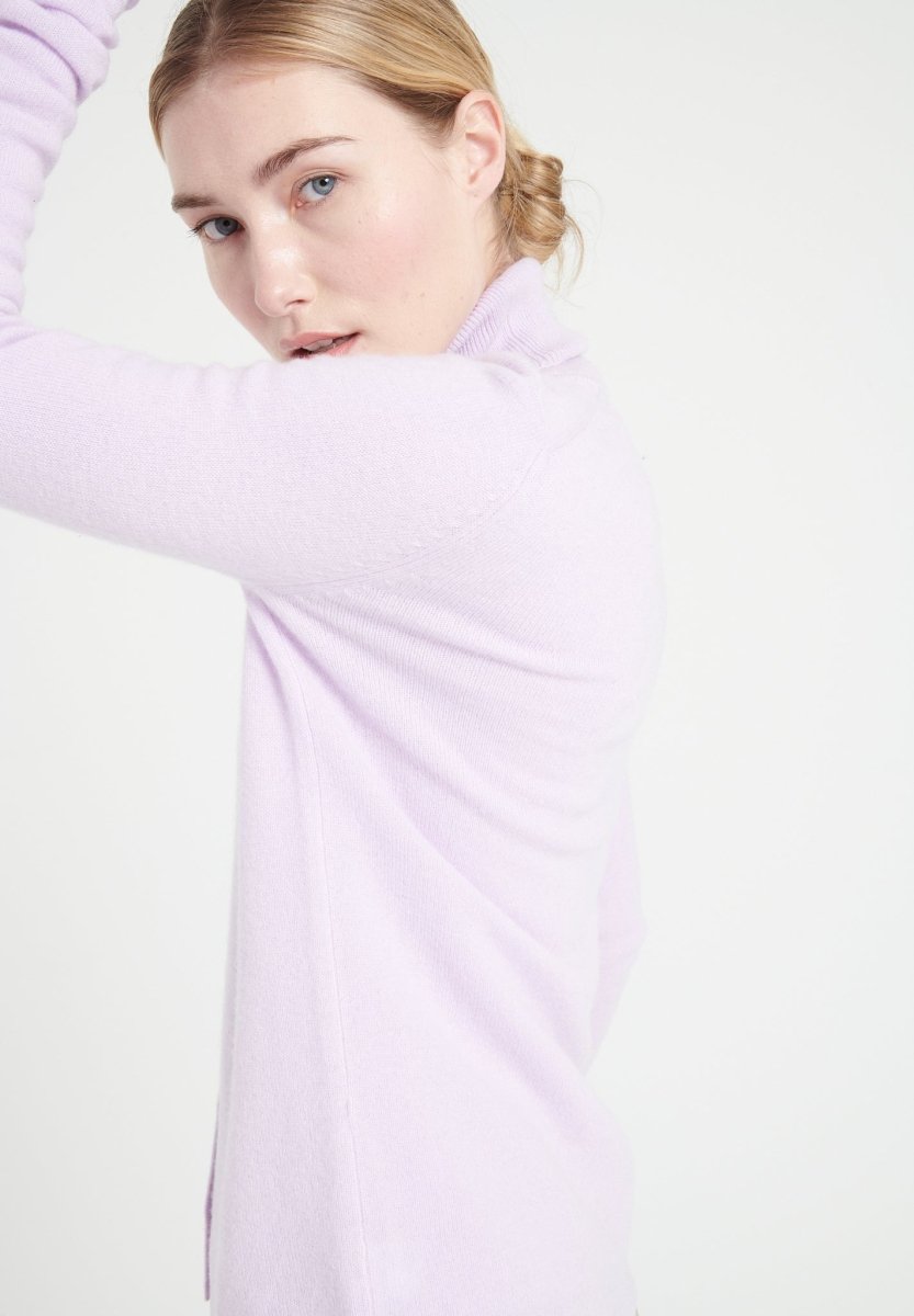 Cardigan col V femme en cachemire lilas - LILLY 7A