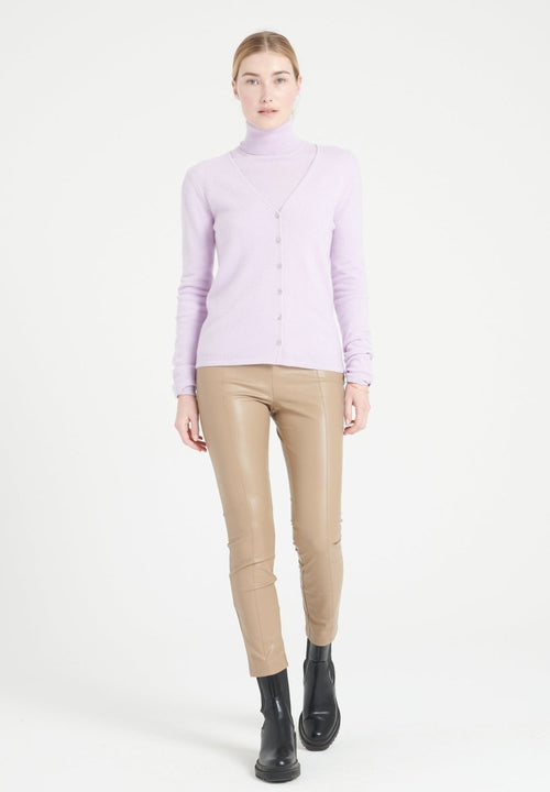 Cardigan col V femme en cachemire lilas - LILLY 7A