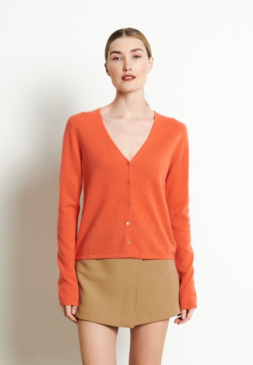 Cardigan col V femme en cachemire mandarine - LILLY 7B