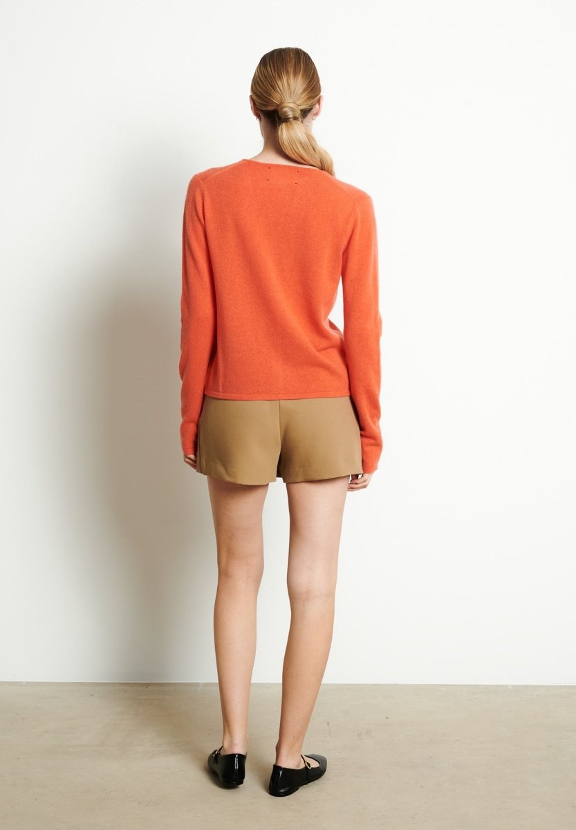Cardigan col V femme en cachemire mandarine - LILLY 7B