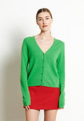 Cardigan col V femme en cachemire vert pomme - LILLY 7B